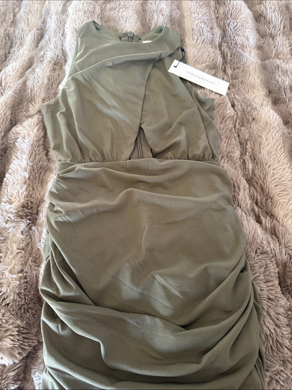 Bardot Olive Green Sleeveless Twist Front Dress
